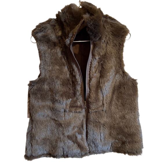 Nine West Jackets & Blazers - Nine West Fur Womens Size Small Vest Pockets Reversable Full Zip